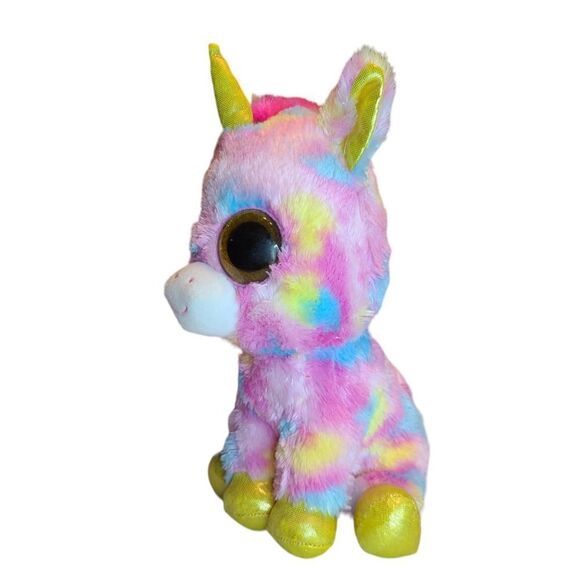 TY Beanie Boos Fantasia the Unicorn, pink Gold Tie Dye, 10 inches tall - Picture 6 of 7